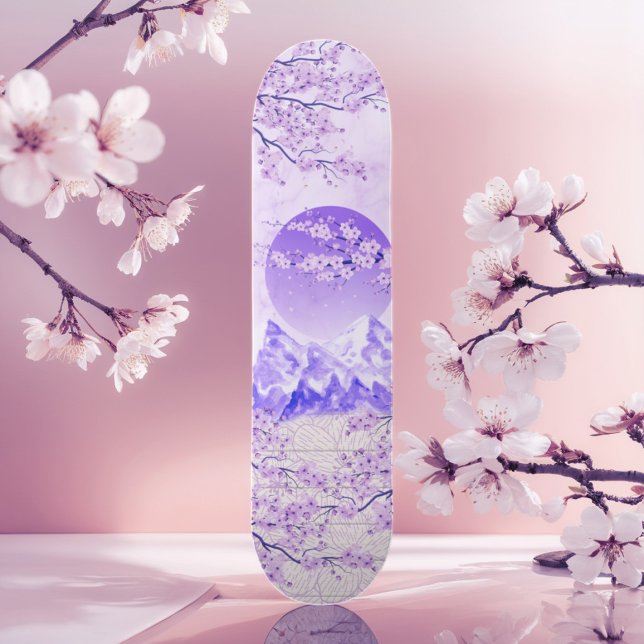 Skate Roxo violeta japonês, uma lua de flores de cereja  (Criador carregado)