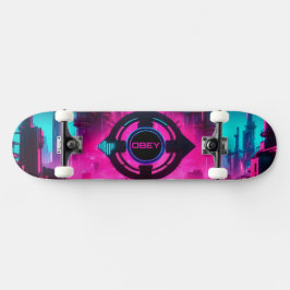 Skate Rua de Neon Cyberpunk Moda de Rua Cidade Ficção Ci