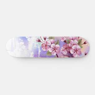 Skate Sakura rosa no fundo da pintura