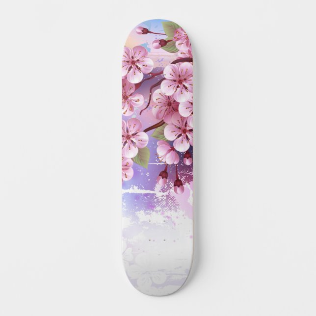Skate Sakura rosa no fundo da pintura (Frente)
