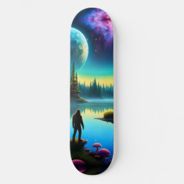 Skate Sasquatch Observando nebulosas em um planeta dista