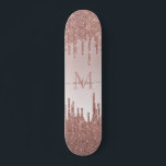 Skate Script de Monograma do Elegant Glitter Drives Rosa<br><div class="desc">Cor-de-rosa-rosa-rosa-rosa-rosa Dourada Glitter Sparkle Monograma Nome do Script Skateboard</div>