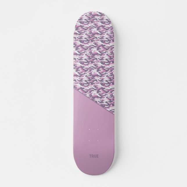 Skate Semi Camuflagem dupla Cinza e Rosa (Frente)