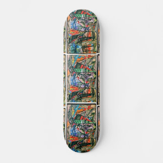 SKATE SENHORA COM UM VESTIDO ROXO