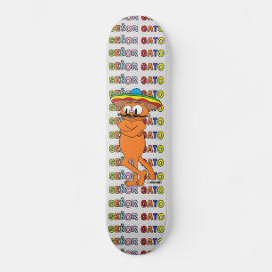 Skate Señor Gato com Fiesta Hat Cartoon Mustache Cat