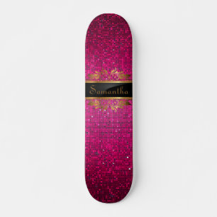 Skate Sequência Luminosa Rosa Disco Glitz Mini Skateboar