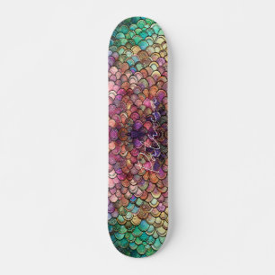 Skate Sereia Escala Girly Glitter Verde Roxo