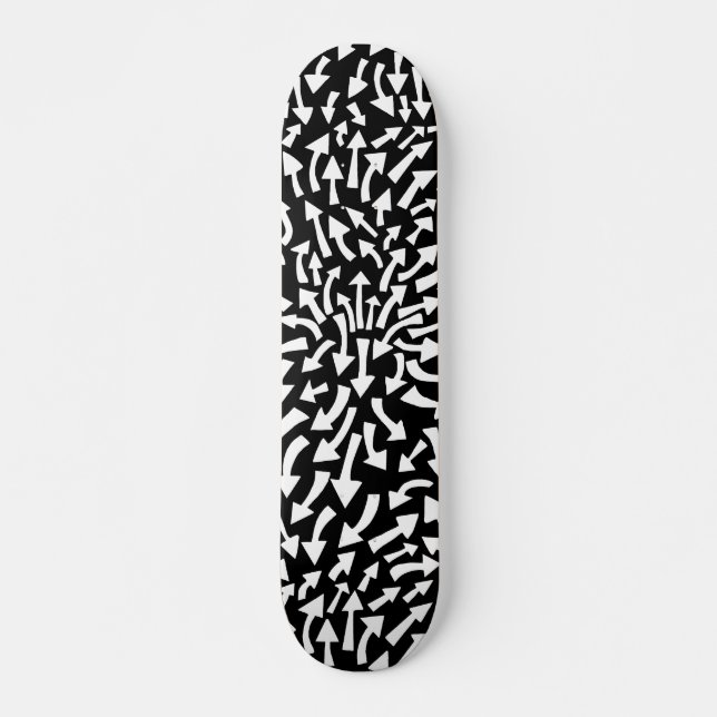 Skate Setas - Branco sobre Preto (Flashback de 70 anos) (Frente)