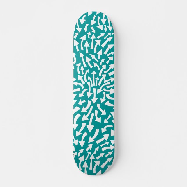 Skate Setas - Branco sobre Teal (Frente)