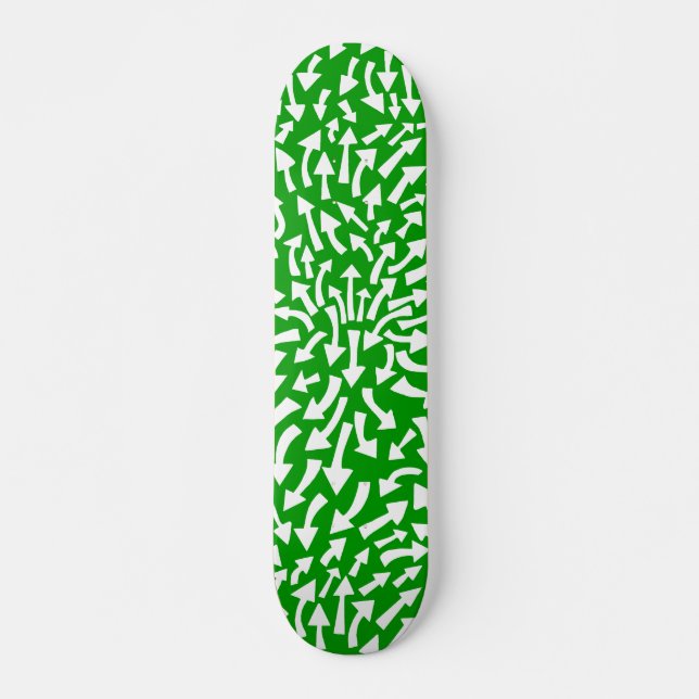 Skate Setas - Branco sobre verde-grama (Frente)