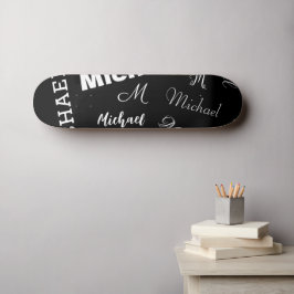 Skate Seu nome e monograma padrão personalizado preto