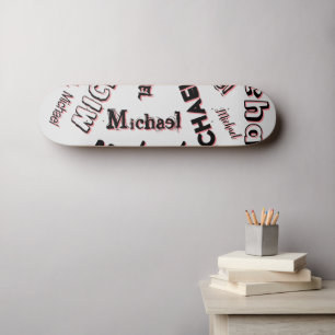 Skate Seu nome é padrão monograma rosa cor sombra
