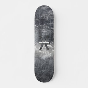 Skate Signo de Peixes em estilo de aço grunge