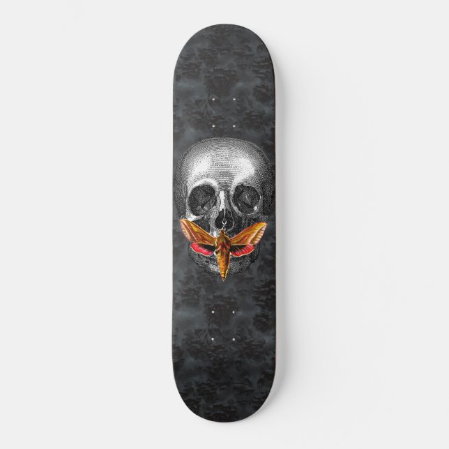Skate Silêncio Gótico da Mariposa das Caveiras Escuro (Frente)
