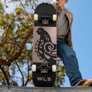 Skate Silhueta de Frango Chique em Falso Cobre e Preto