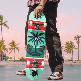 Skate Silhueta de Tartaruga de Palmeira Inicial Vermelho
