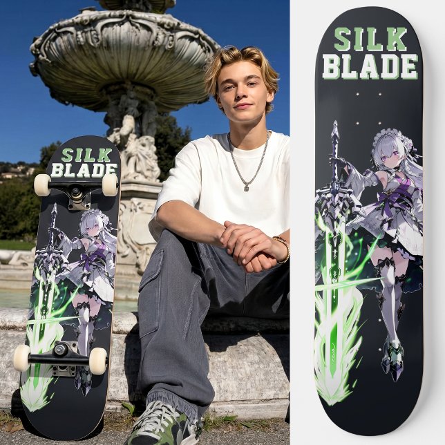 Skate SILK BLADE Anime Samurai Girl - Dark Black (Trucks and wheels are customization options and are not included in the price.)