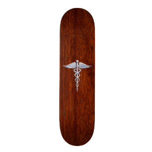 Skate Silver Caduceus - Símbolo Médico Mahogany Decor