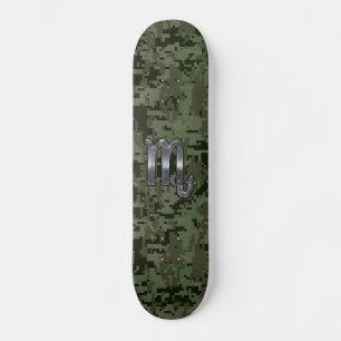 Skate Silver Scorpio Zodiac Sinal Camo Digital Woodland
