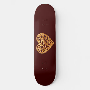 Skate Símbolo Burgundy Dourado do Coração do Amor
