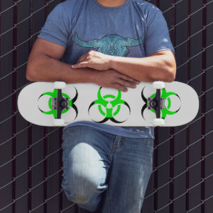 Skate Símbolo de Biohazard Biológico verde e preto