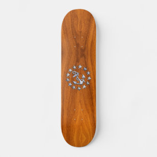 Skate Símbolo de iate na Impressão de madeira de Teak Ná