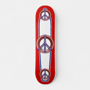 Skate Símbolo de Paz Vermelho Branco e Azul