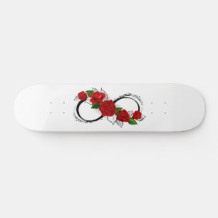 Skate Símbolo do Infinito com Rosas Vermelhas