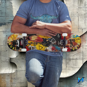 Skate Símbolo e caveira de Abstrato de grafite inspirado