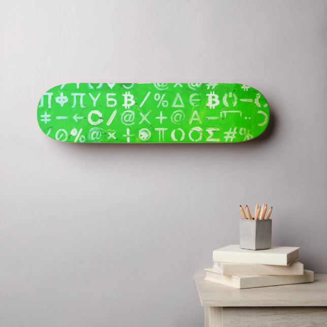Skate Símbolos de Bitcoin (Lucro Brilhante Verde - 8) (Arte de parede (Horz))