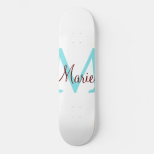 Skate simples adicione nome monograma rosa vermelho al