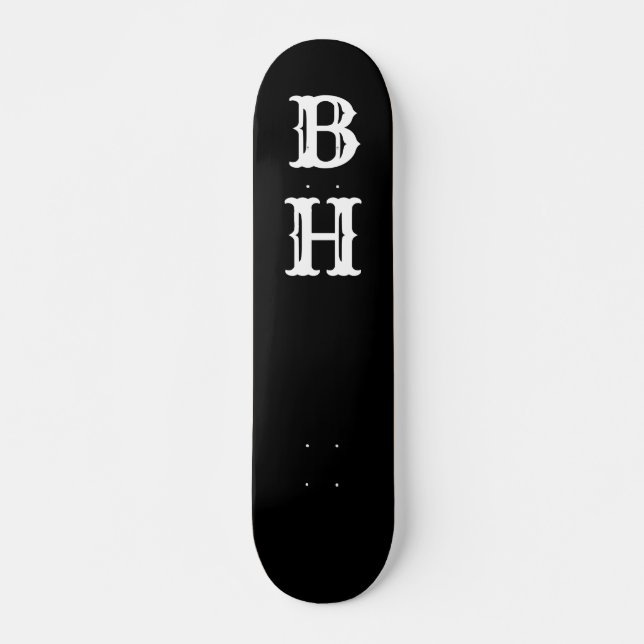 Skate Simples Elegante Branco Monograma Personalizado Sk (Frente)