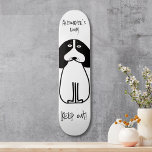Skate Sinal personalizado de "Manter fora" da sala de cã<br><div class="desc">Adicione um toque lúdico ao seu espaço com este deck personalizado "Manter fora" do skate de placas de sinalização da Sala de Cachorros. Perfeito para amantes de cães e entusiastas de skate, este baralho apresenta uma bela ilustração em preto-e-branco em fundo vibrante. As mensagens "Quarto de Alexandre" e "Manter Fora!"...</div>