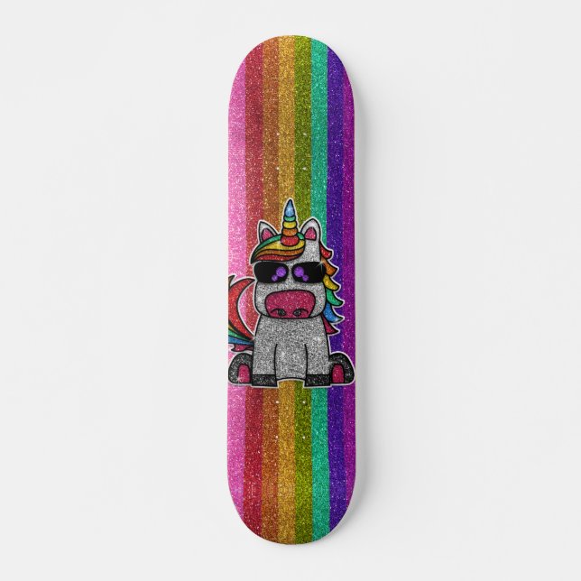 Skate Sinalizador do Orgulho LGBTQIA Glitter Arco-Íris U (Frente)