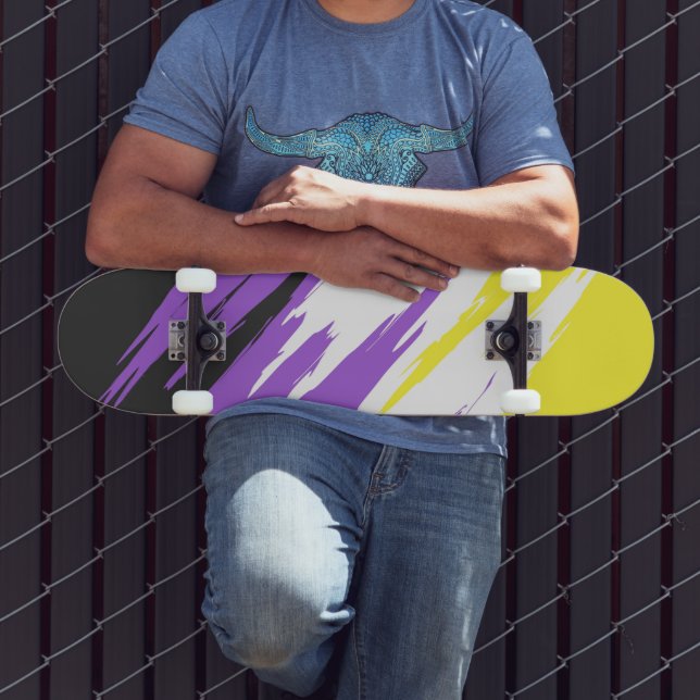 Skate Sinalizador do Orgulho Não-Binário do abstrato (Ao ar livre 3)