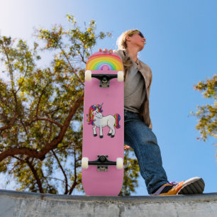 SKATE SKATEBOARDS ROSA ARCO-ÍRIS UNICÓRNIOS PARA MENINAS