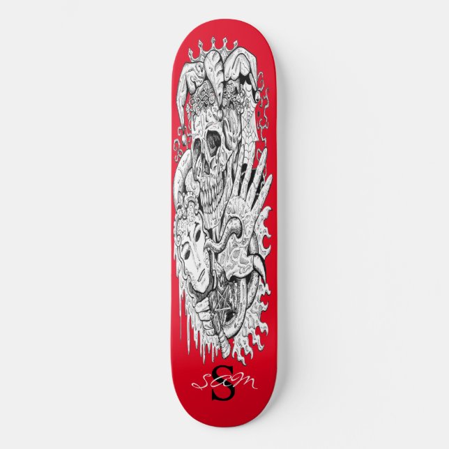 Skate sketboard Monograma Skull Skeleton Court Jester (Frente)