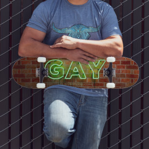 Skate SlipperyJoe iluminado sinal de néon gay brilhante 