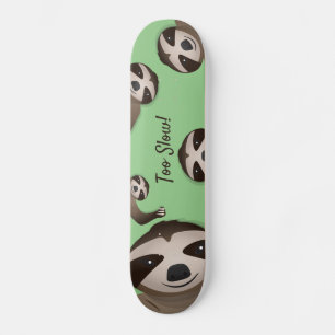 Skate Sloth Too Slow Green Animal Illustration