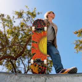 Skate Sol Tangido, Abstrato de Arte Solar Colorida