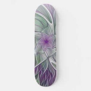 Skate Sonho de Flor, Arte Fractal Verde Abstrato púrpura