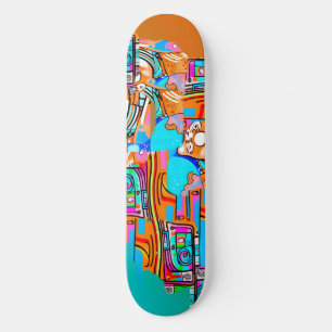 Skate Sonhos Elétricos Laranja E Ciano — Desenho Abstrat