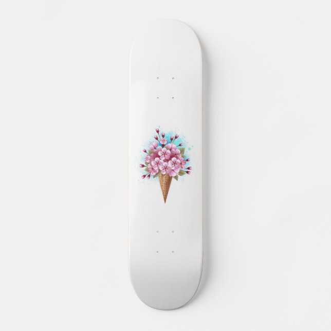Skate Sorvete Waffle Rosa Sakura Cone (Frente)