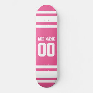 Skate Sports Jersey com Nome e Número - Branco Rosa