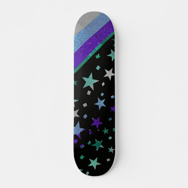 Skate Starry Gay Men Pride Flag Sparkly Glitter (Frente)