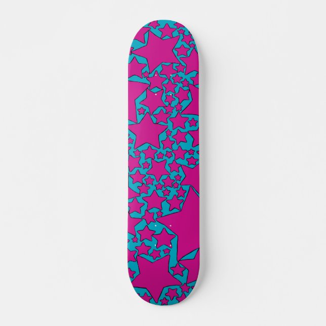 Skate Stars, Stars, Stars in Turquoise and Hot Pink (Frente)