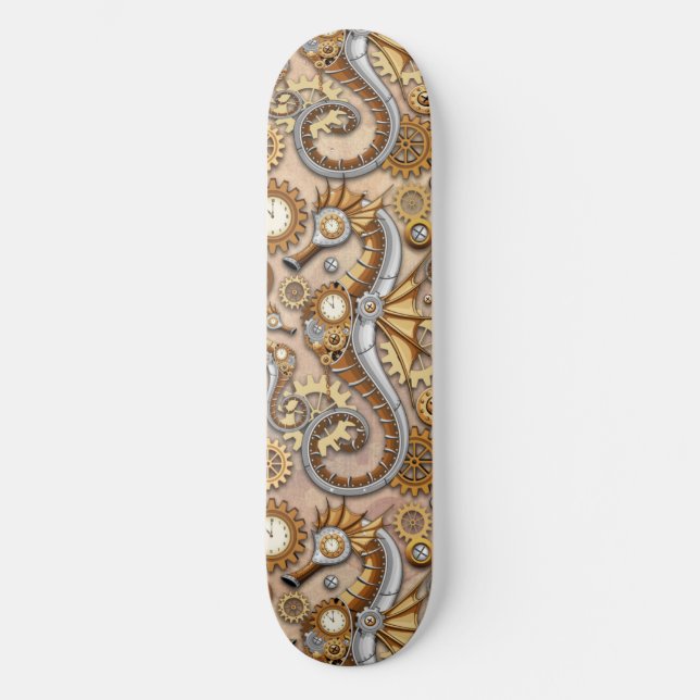 Skate Steampunk Seacavalo Vintage Surreal Art (Frente)