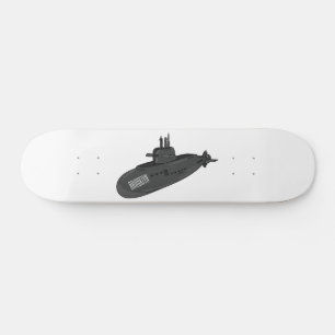 Skate Submarine cartoon illustration