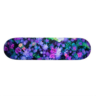Skate Succulents florais cor-de-rosa e roxos femininos