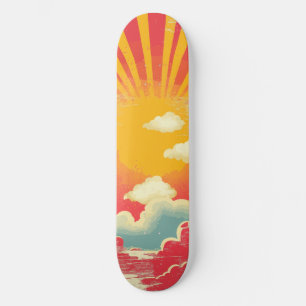 Skate Sunshine Sunrise Retro 70s Boho Amarelo Rosa